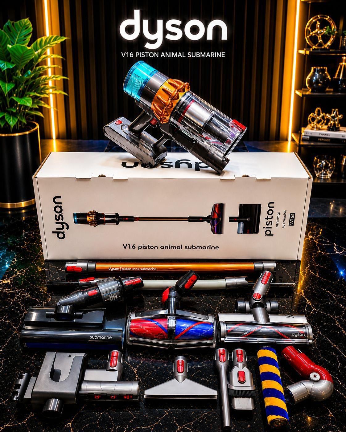 Dyson V16 Piston Animal Submarine kablosuz süpürge kutu ve ataşmanlar